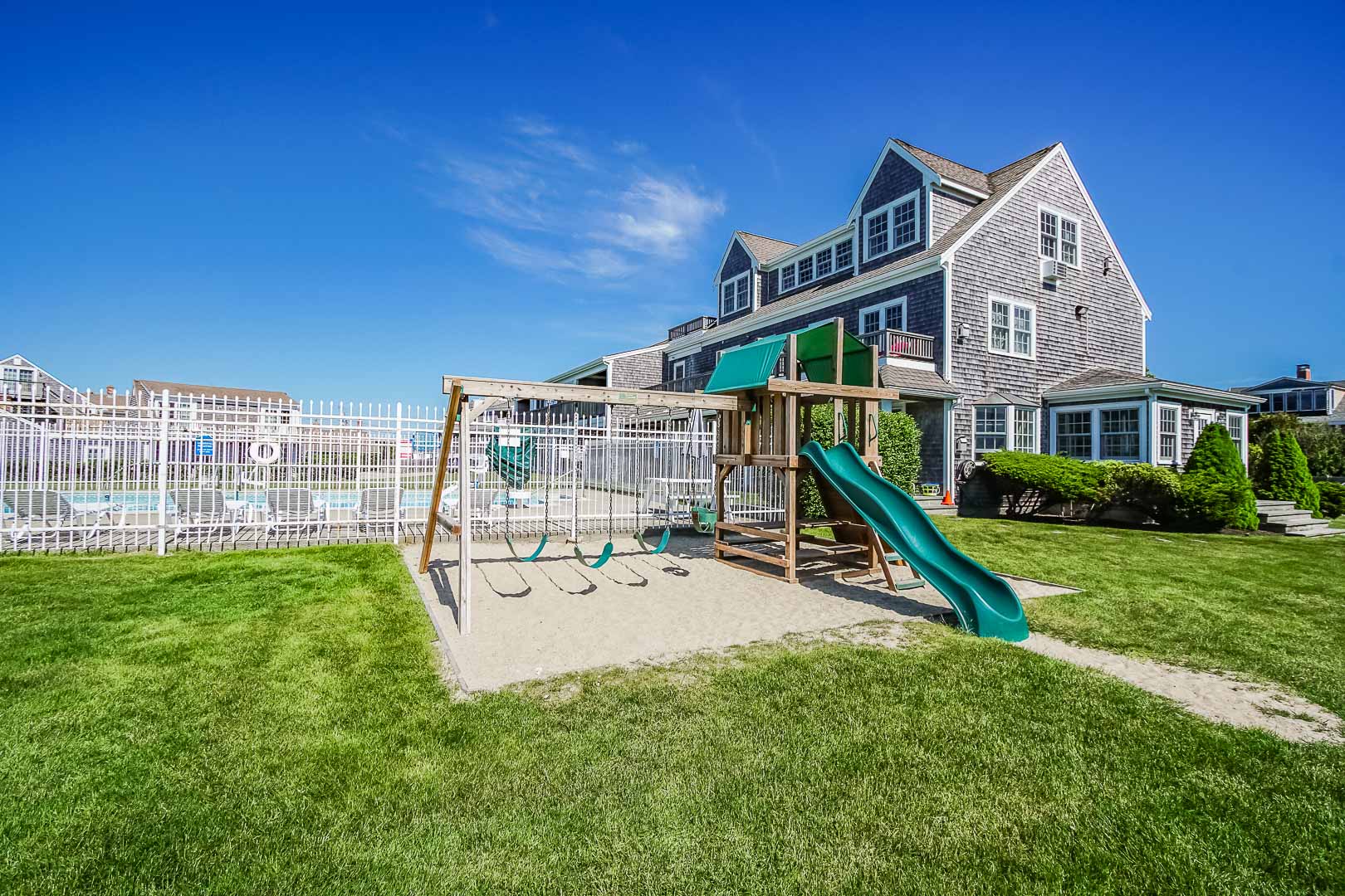 A lovely playground at VRI's Beachside Village Resort in Massachusetts.